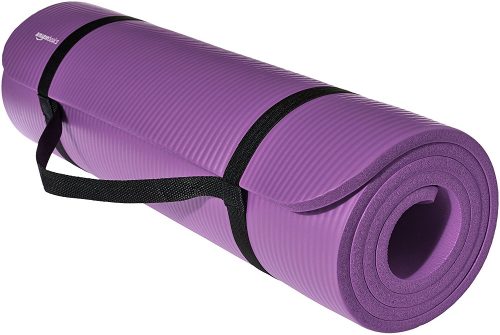 AmazonBasics 1/2-Inch Extra Thick Exercise Mat with Carrying Strap, Purple