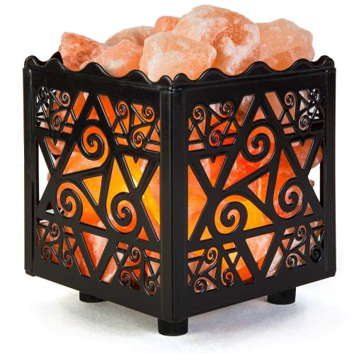  Crystal Decor Natural Himalayan Salt Lamp in Star Design Metal Basket