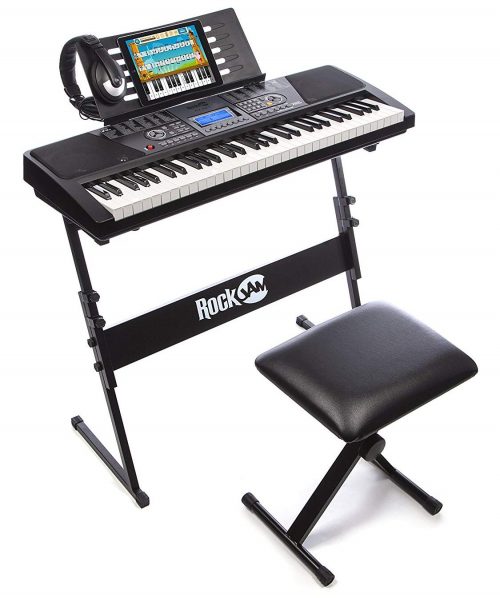  RockJam 61-Key Electronic Keyboard SuperKit with Stand, Stool, Headphones & Power Supply