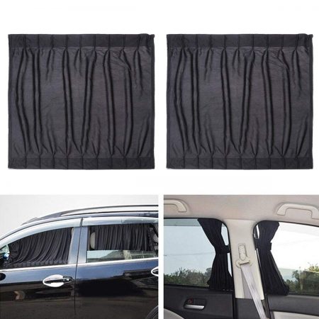  WINOMO 2pcs Car Side Window UV Protection Curtain Sun Shade Vehicle Slidable Window