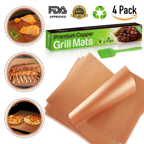  Alto Fresh Large Copper Grill & Bake Mats with Silicone Oil Brush Set of 4