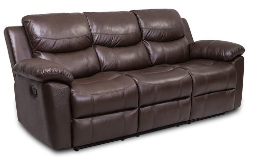  JUNTOSO Manual Recliner 3-Seat Reclining Couch Sofa Air Leather Living Room Lounge - Chocolate