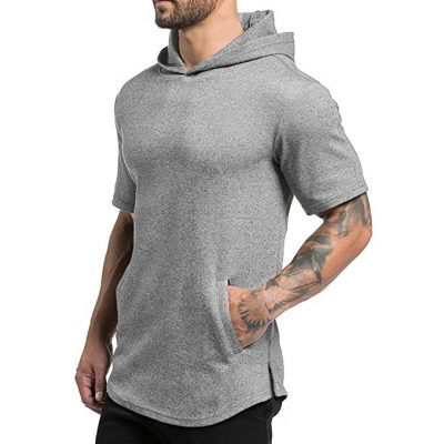 Magiftbox Mens Hipster Hip Hop Workout Short Sleeve Hoodies Pullover Hooded Gym Sweatshirts Kanga Pocket