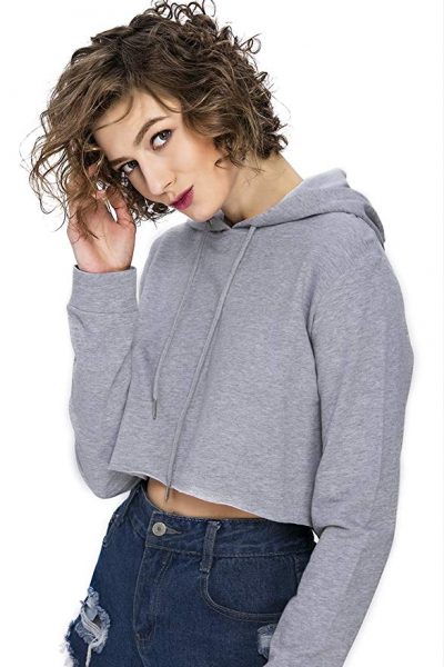 Moxeay Womens Cropped Workout Hoodie Long Sleeve Crop Top Sweatshirt
