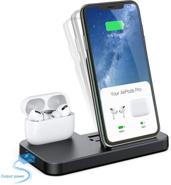Conido Wireless Charger 2-in-1 Wireless Charging Station for iPhones, Airpods, Samsung and Qi devices 