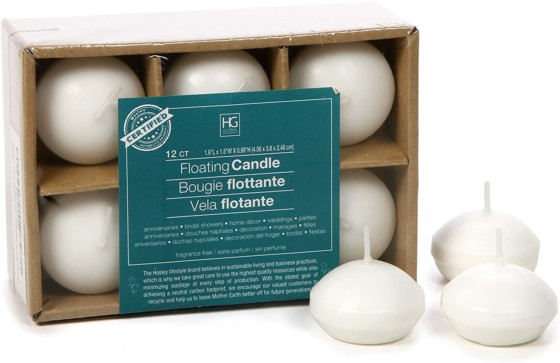Hosley’s Set White Unscented Floating Disc Candles 