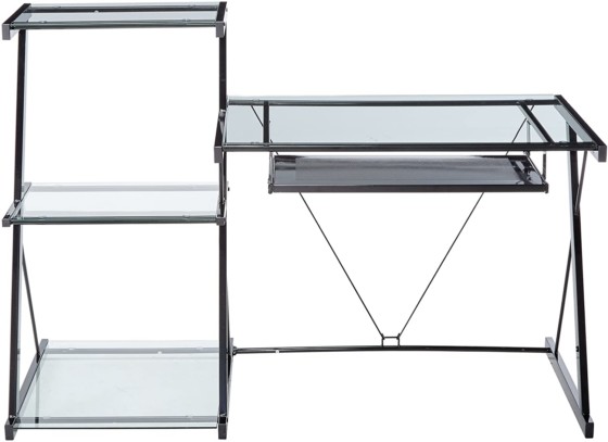 The Z Line Glass Computer Desk With Bookcase