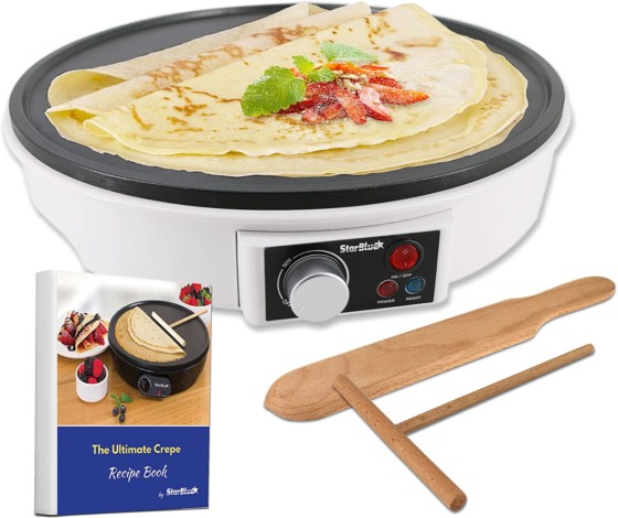 StarBlue 12" Nonstick Electric Crepe Maker includes FREE e-book for recipes and a Wooden Spatula