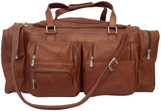 Piel Leather 24In Duffel with Pockets(Saddle)