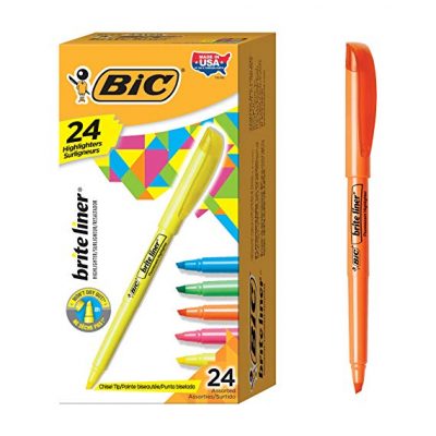  BIC Brite Liner Highlighter, Assorted Colors (24-Counts):