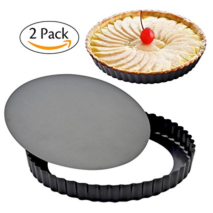 Attmu 8 Inches Non-Stick Quiche Tart Pan with Removable Base