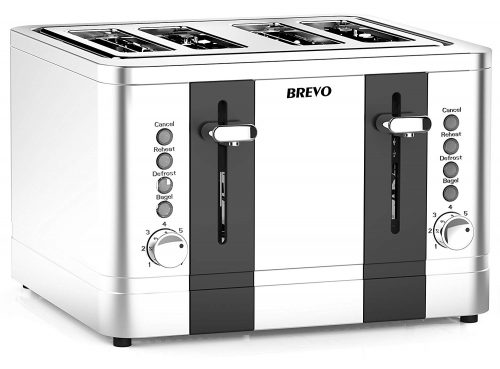 BREVO 4-Slice 1500W Toaster Extra Wide Slot for Bagel Bread Breakfast