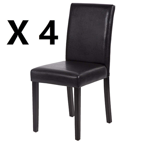 Set of 4 Urban Style Leather Dining Chairs With Solid Wood Legs Chair 
