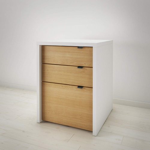  Nexera 211239 Chrono 3-Drawer Filing Cabinet, White/Natural Maple