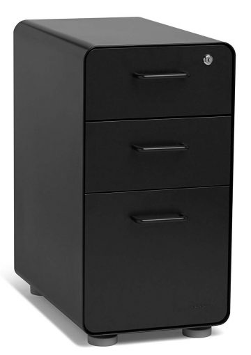  Poppin Black Slim Stow 3-Drawer File Cabinet